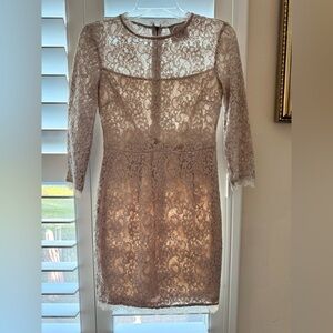 Lily Rain Beige Lace Dress Size Medium